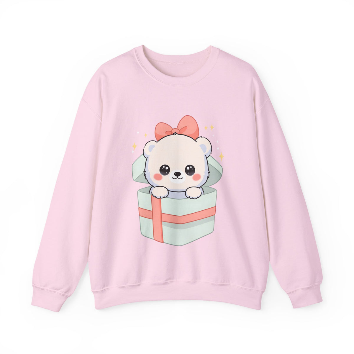 Kawaii Polar Bear Sweatshirt, Cute Gift Box Cub