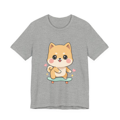 Kawaii Shiba Inu Skateboarder Tee for Dog Lovers