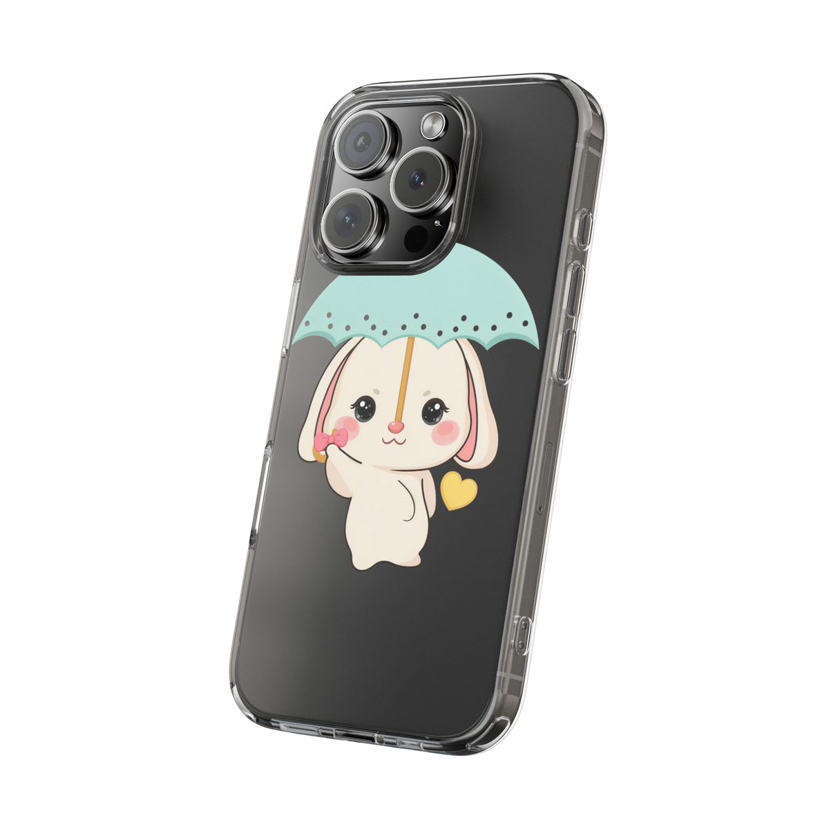 Kawaii Bunny Phone Case with Umbrella | Cute Clear Case