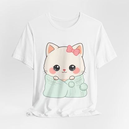 Kawaii Cat T-Shirt, Cozy Blanket Kitty for Cat Lovers