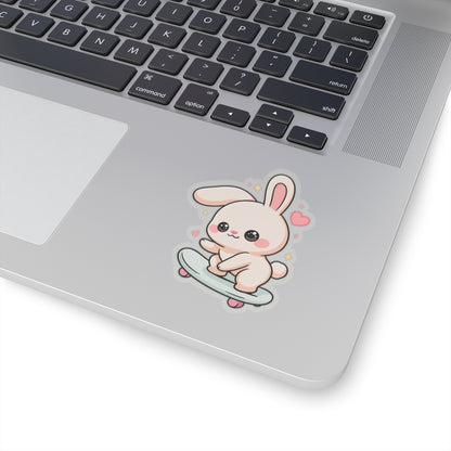 Kawaii Bunny Skateboard Sticker for Laptop and Journal