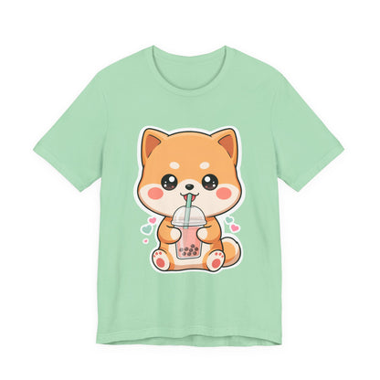 Kawaii Shiba Bubble Tea T-Shirt for Boba Lovers