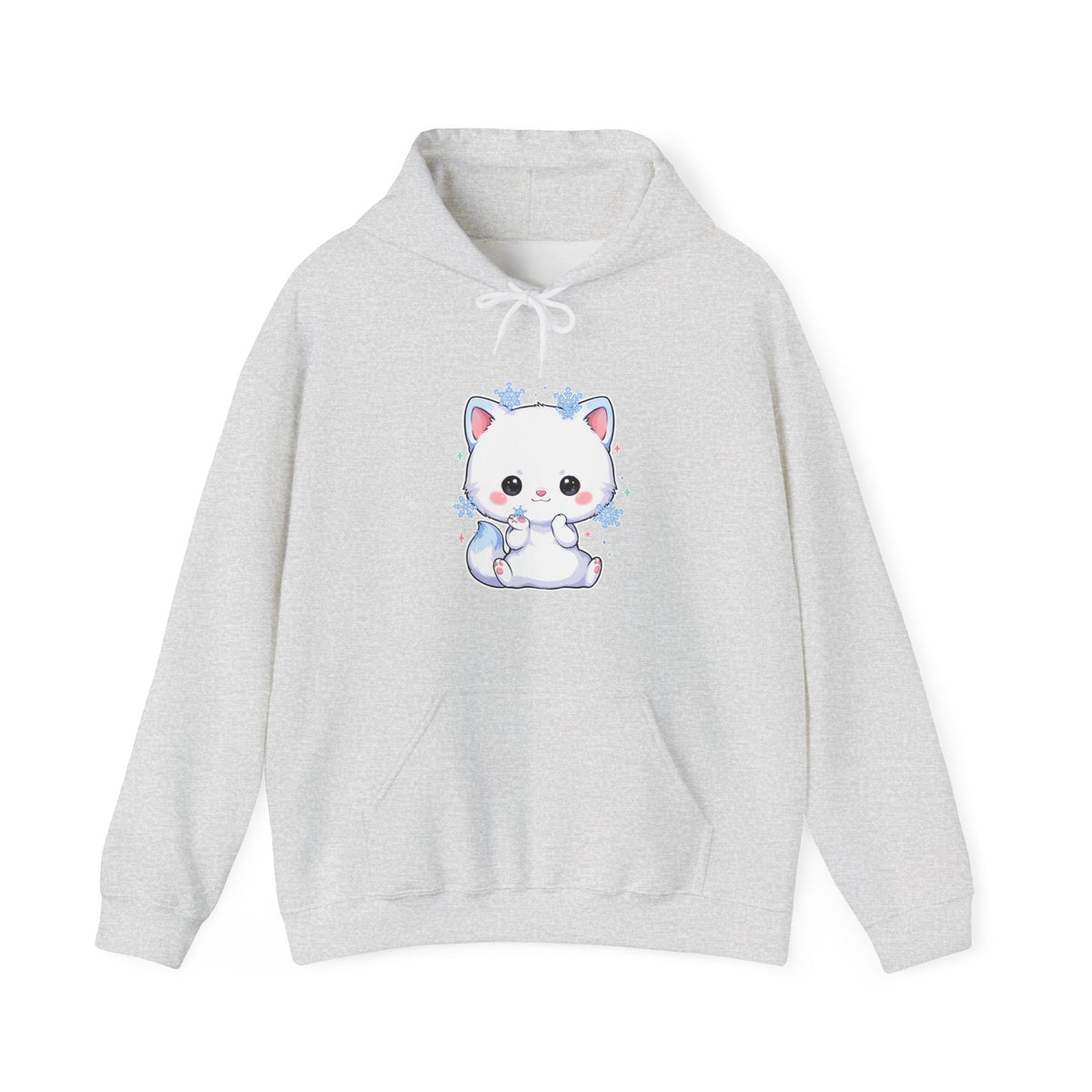 Kawaii Arctic Fox Hoodie, Cute Snowflake Fox Sweatshirt