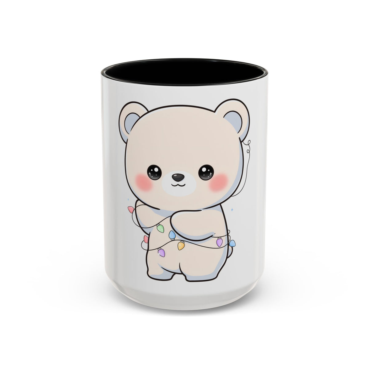 Kawaii Polar Bear Mug, Festive Holiday Gift