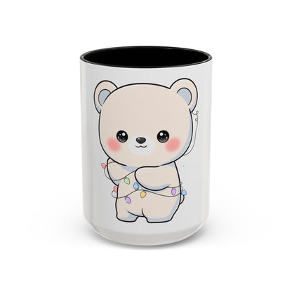 Kawaii Polar Bear Mug, Festive Holiday Gift