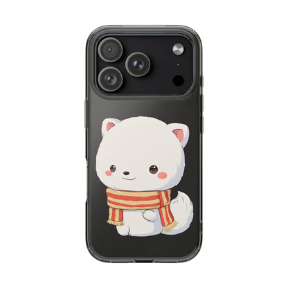 Kawaii Arctic Fox Phone Case, Cozy Christmas Scarf