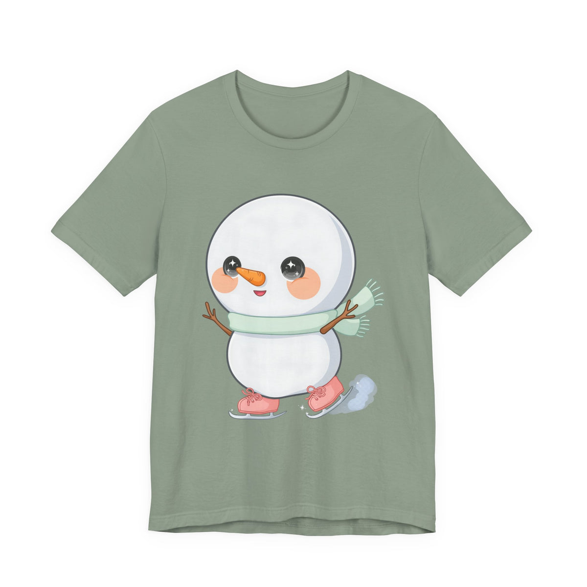 Cute Snowman T-Shirt, Kawaii Ice Skating Holiday Gift