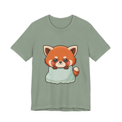 Kawaii Red Panda T-Shirt, Cozy Blanket Chibi Animal Tee