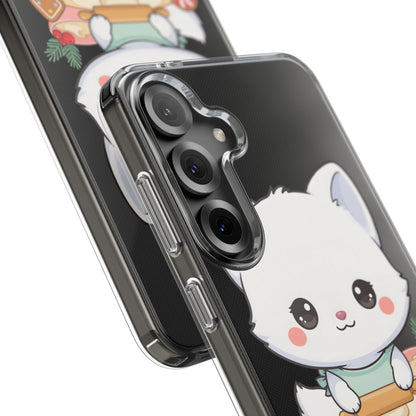 Christmas Fox Clear Phone Case, Kawaii Cookie Baker