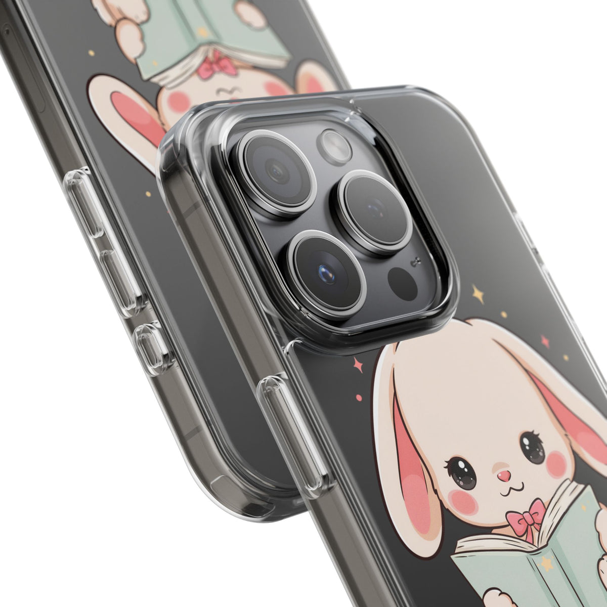 Kawaii Reading Bunny Clear Impact-Resistant Case