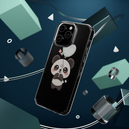 Kawaii Panda Clear Phone Case with Balloon