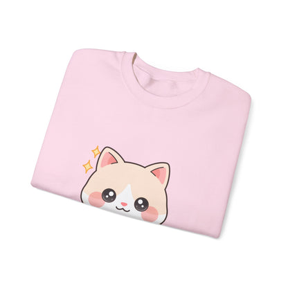 Kawaii Cat Sweatshirt, Cute Cat in Teacup Crewneck