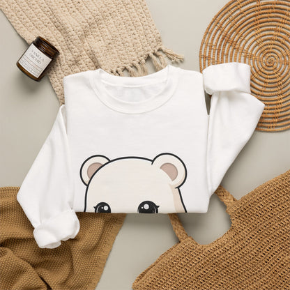 Cute Polar Bear Sweatshirt, Kawaii Ice Skating Cub