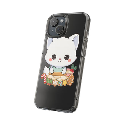 Christmas Fox Clear Phone Case, Kawaii Cookie Baker