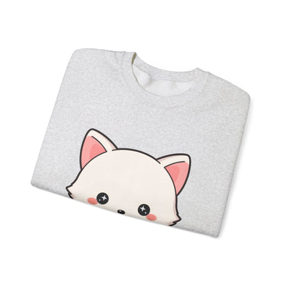 Kawaii Arctic Fox Sweatshirt, Cute Mistletoe Holiday Crewneck