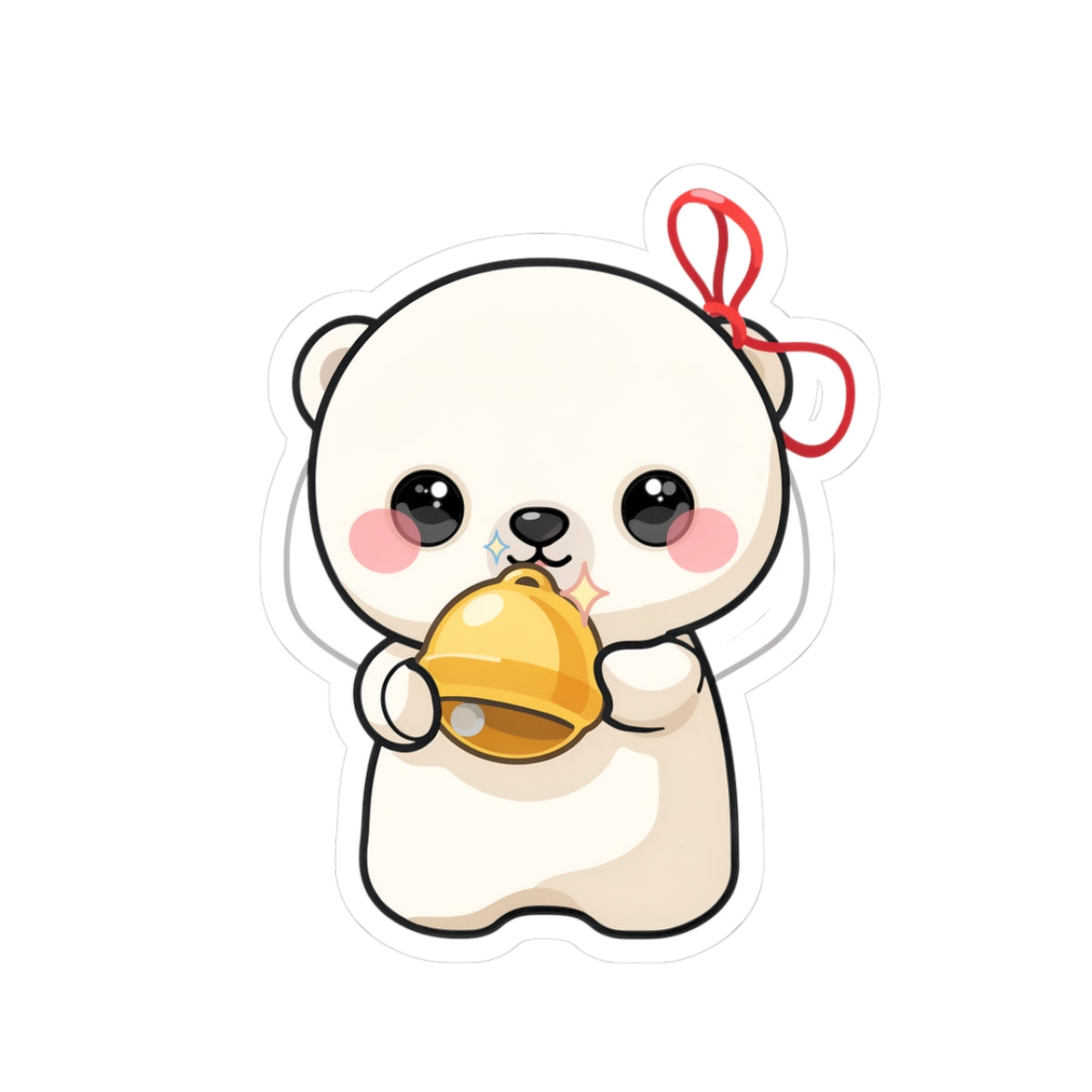 Kawaii Polar Bear Sticker, Cute Jingle Bell Cub