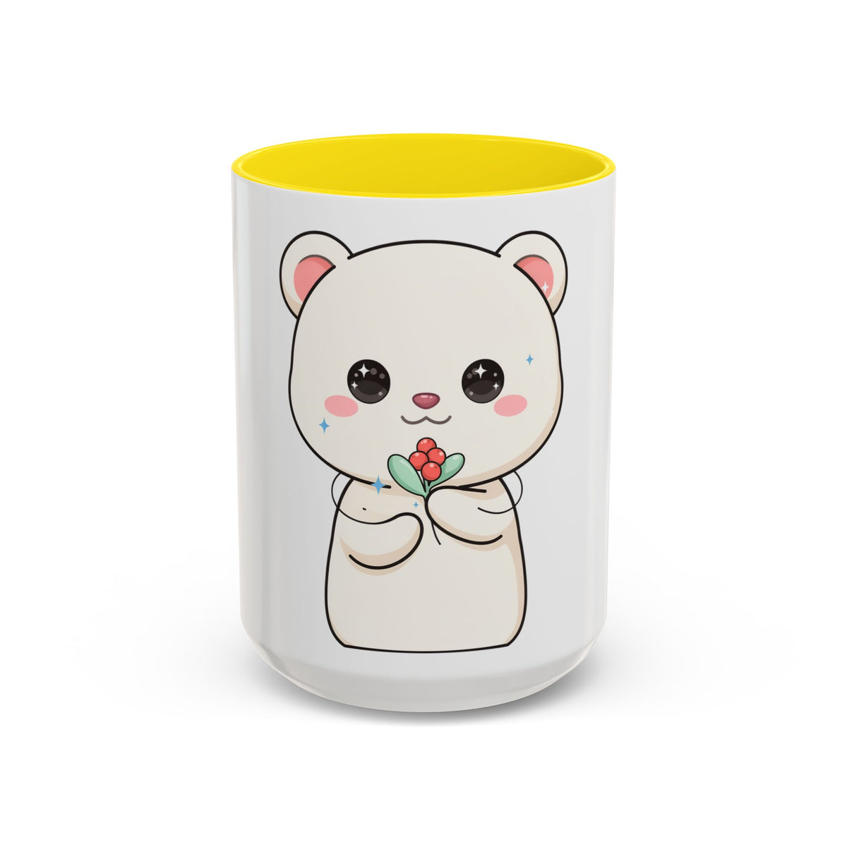 Kawaii Polar Bear Christmas Mug with Mistletoe