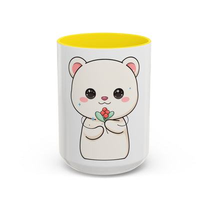Kawaii Polar Bear Christmas Mug with Mistletoe