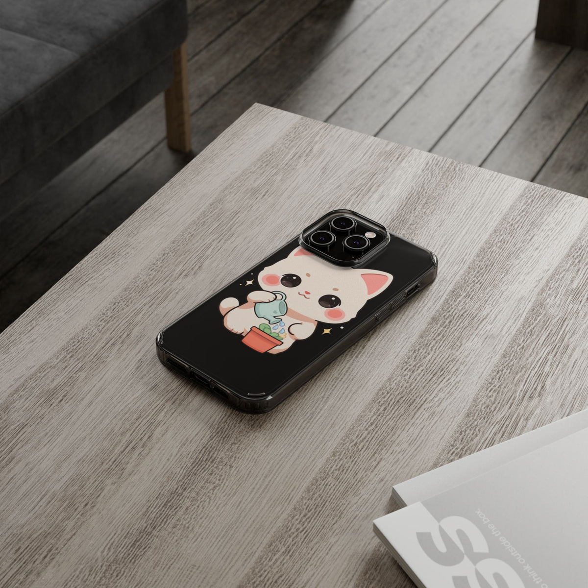 Kawaii Cat Phone Case, Cute Plant Lover Gift