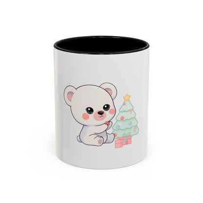 Kawaii Polar Bear Christmas Mug, 11 oz Accent Coffee Mug