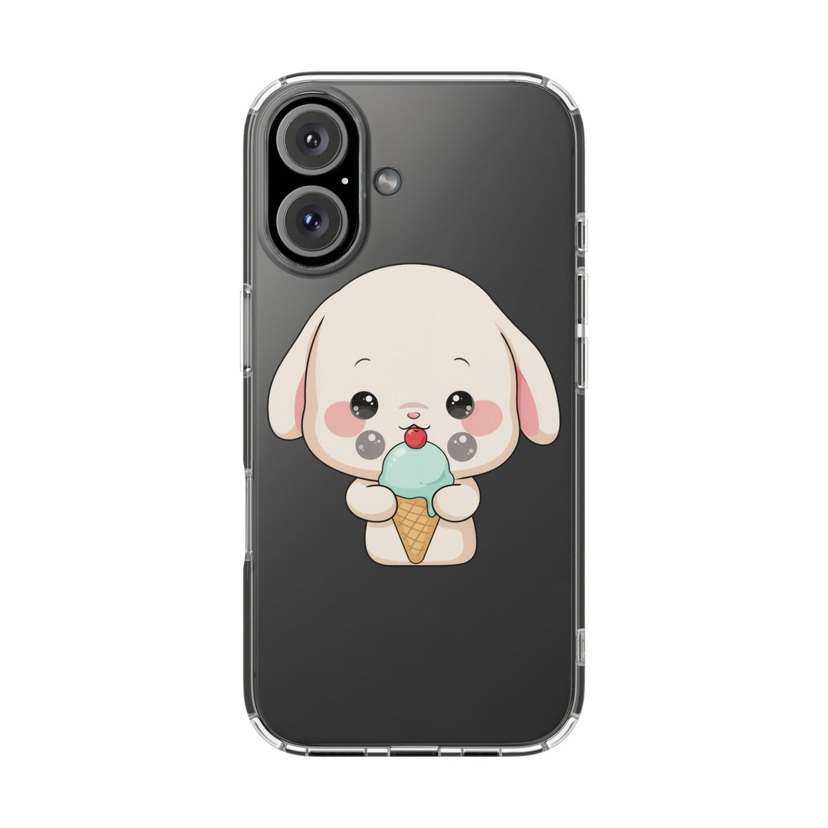 Kawaii Bunny Phone Case, Ice Cream Cutie Clear Case