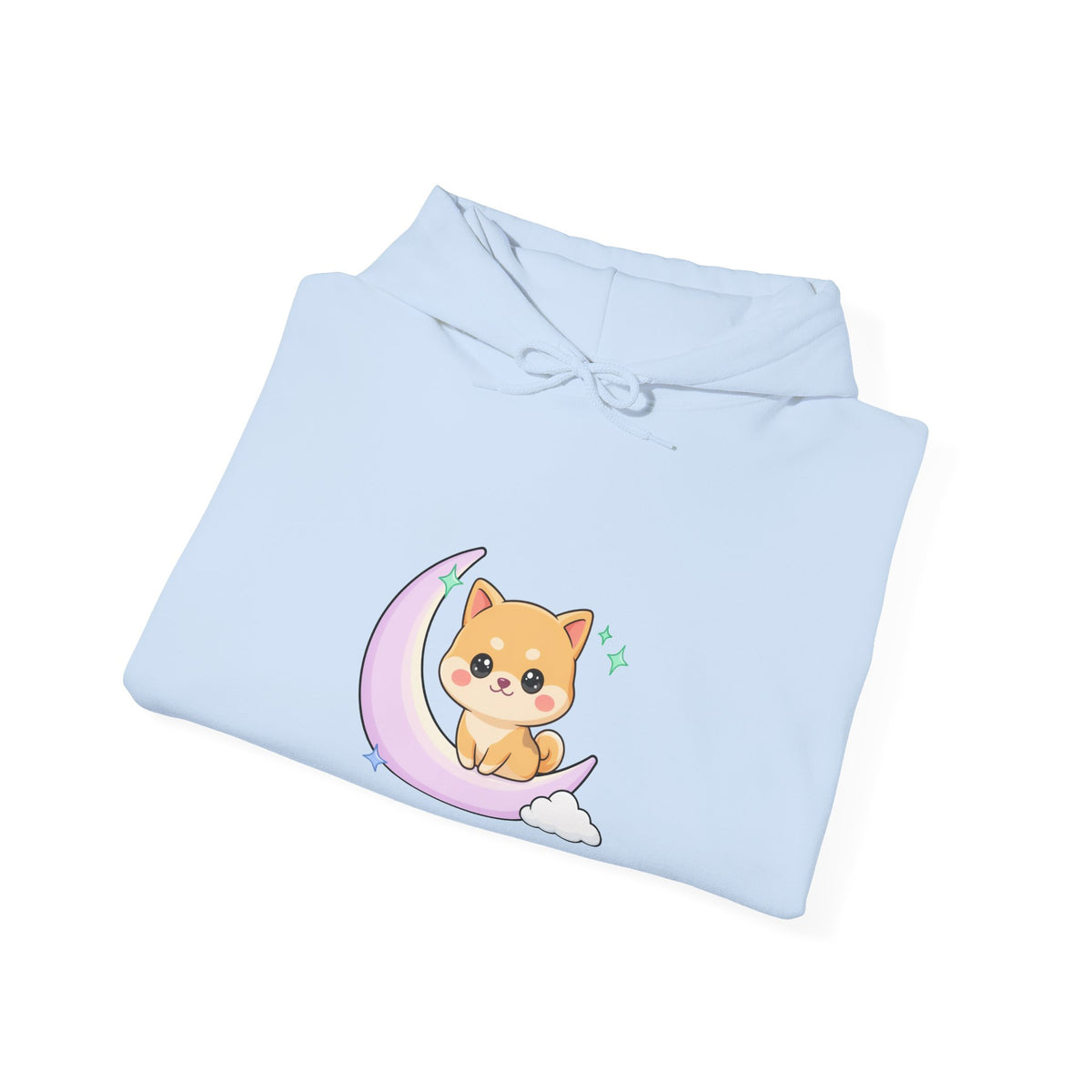 Kawaii Shiba Inu Hoodie, Cute Crescent Moon Sweatshirt