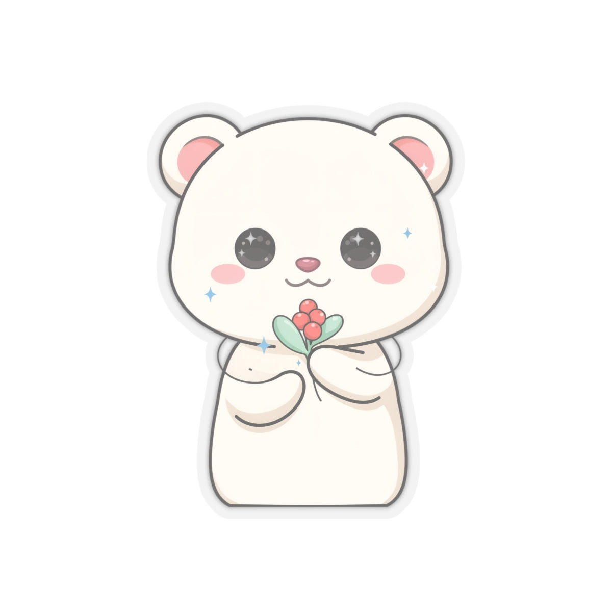 Kawaii Christmas Polar Bear Sticker with Mistletoe