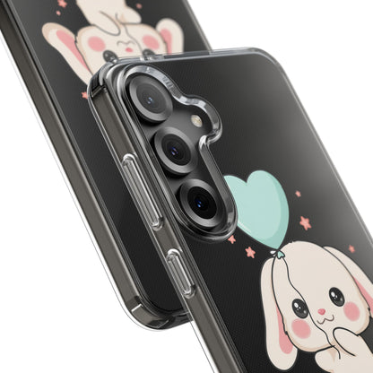 Kawaii Bunny Phone Case with Balloon, Clear Impact-Resistant