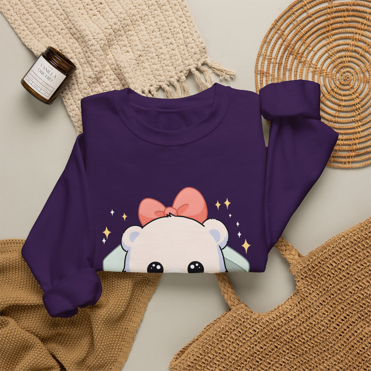 Kawaii Polar Bear Sweatshirt, Cute Gift Box Cub