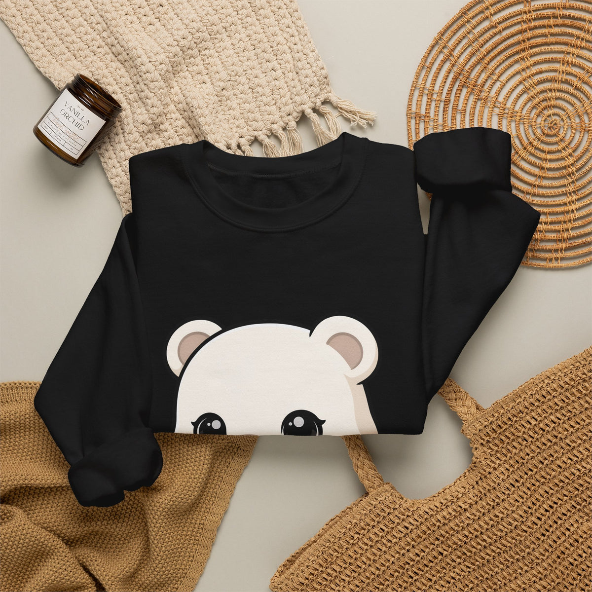 Cute Polar Bear Sweatshirt, Kawaii Ice Skating Cub