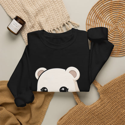 Cute Polar Bear Sweatshirt, Kawaii Ice Skating Cub