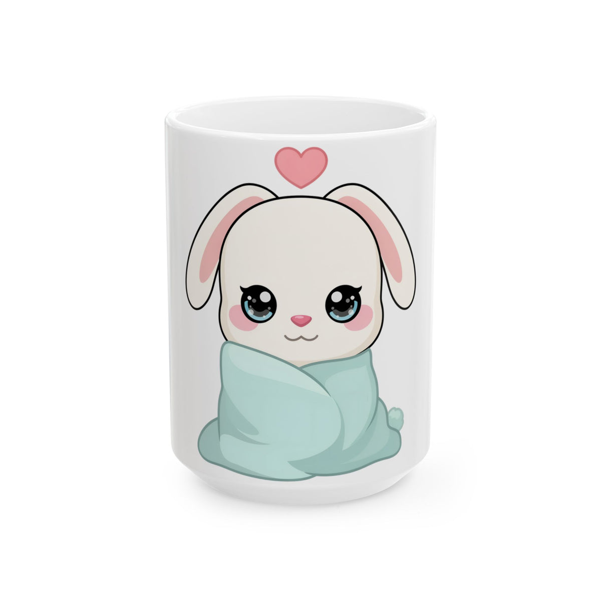 Kawaii Bunny Mug, Cozy Chibi Rabbit Ceramic Coffee Cup