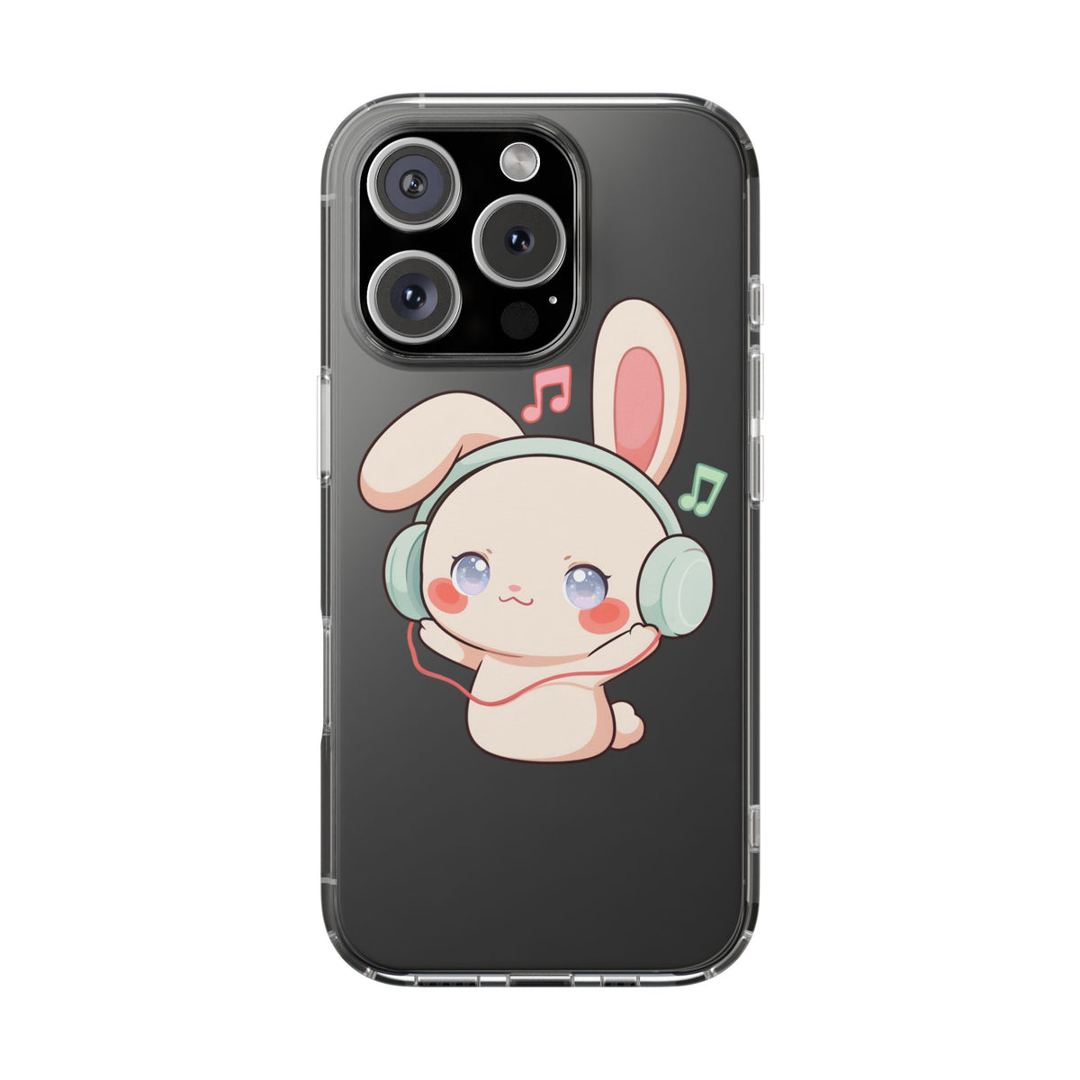 Kawaii Bunny Phone Case, Cute Music Lover Gift