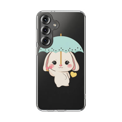 Kawaii Bunny Phone Case with Umbrella | Cute Clear Case