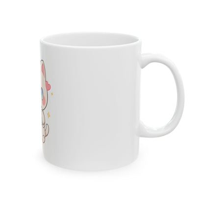 Kawaii Gamer Cat Mug, Cute Video Game Cat Ceramic Coffee Mug