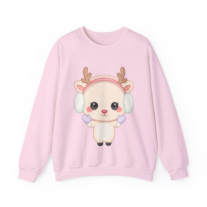 Kawaii Reindeer Sweatshirt, Cute Winter Crewneck