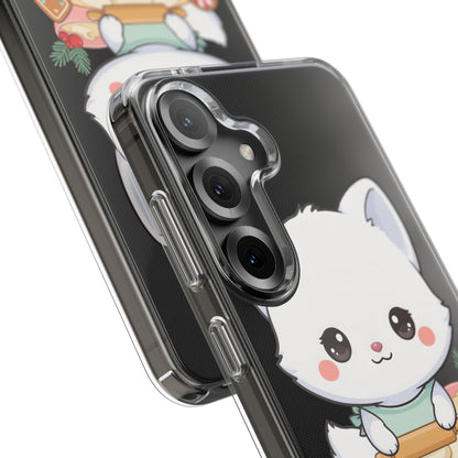 Christmas Fox Clear Phone Case, Kawaii Cookie Baker