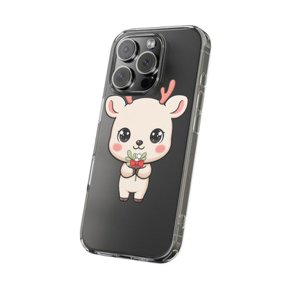 Kawaii Christmas Reindeer Clear Phone Case Gift