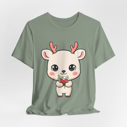 Kawaii Reindeer Christmas T-Shirt for Holiday Cheer