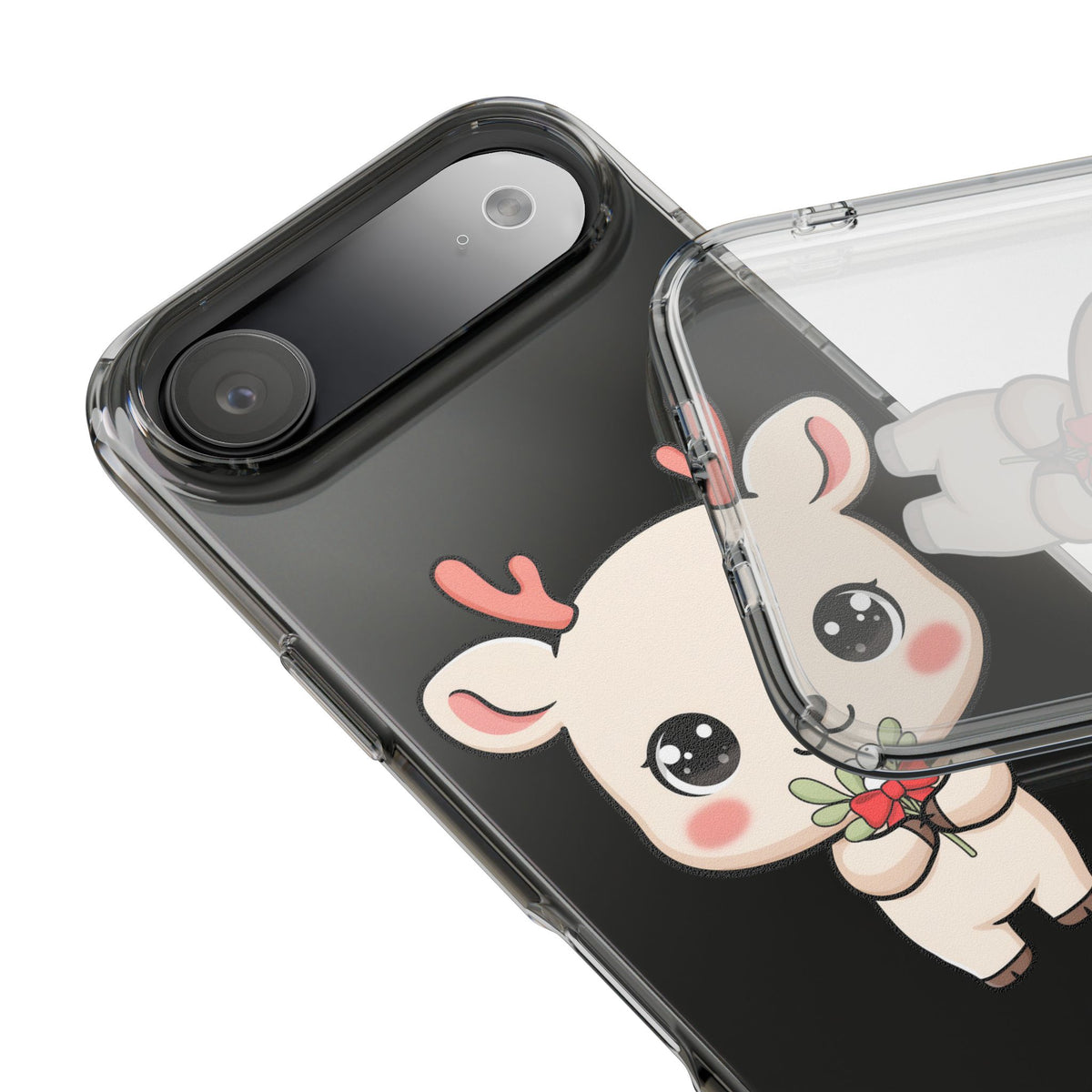 Kawaii Christmas Reindeer Clear Phone Case Gift