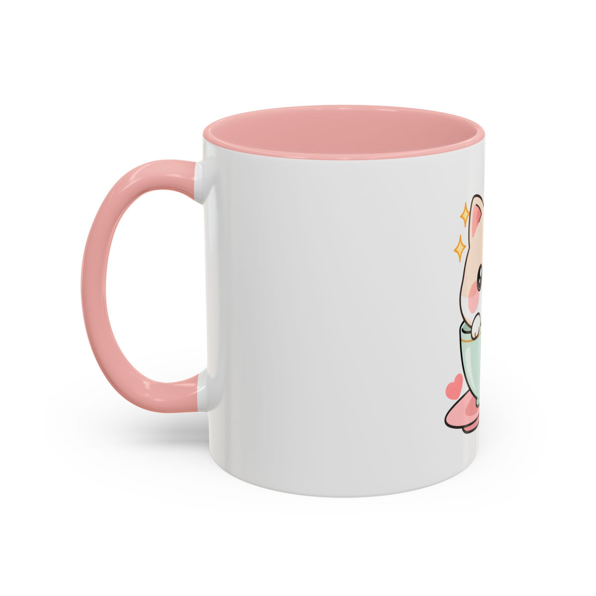 Kawaii Cat Coffee Mug, Cute Cat in Teacup Accent Mug
