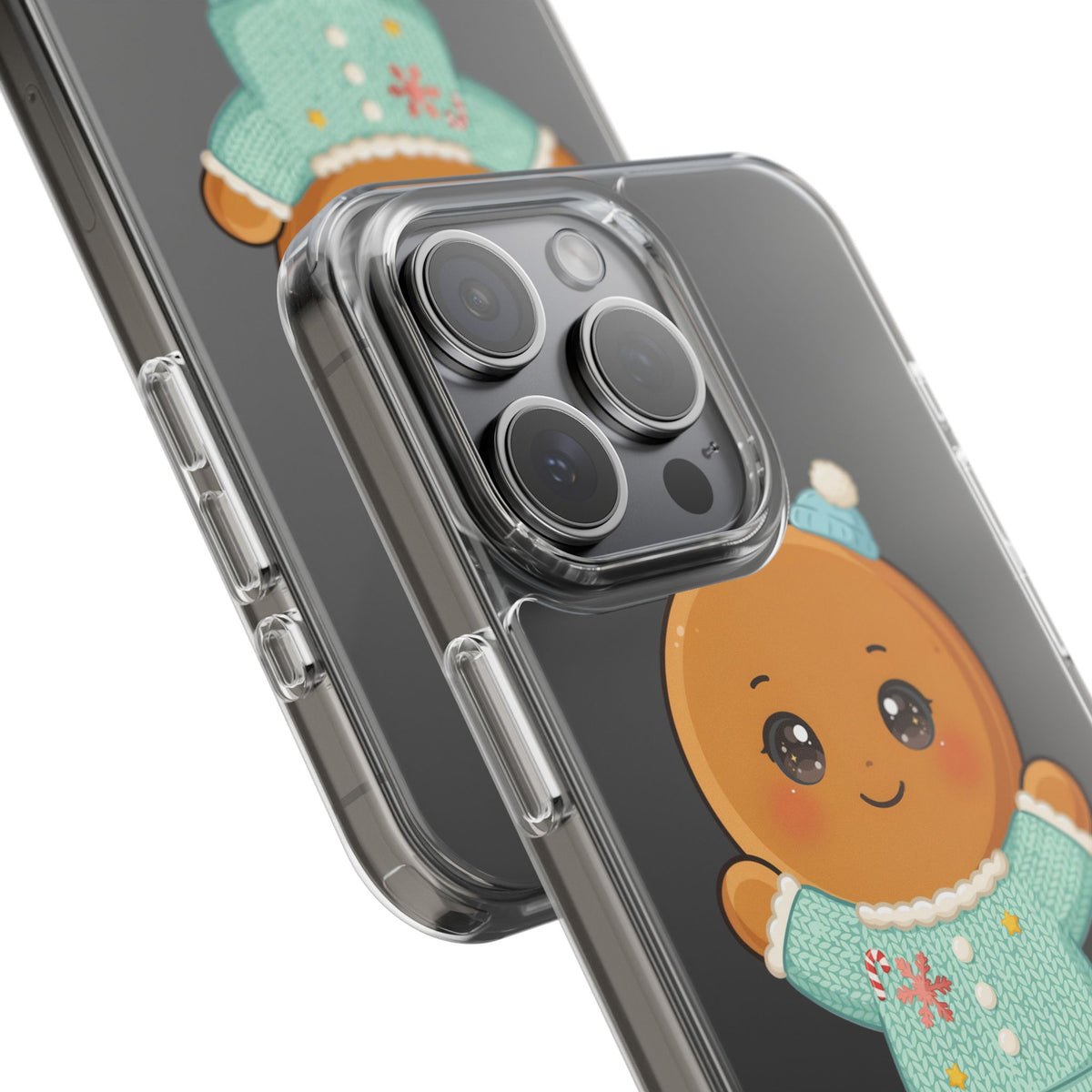 Kawaii Gingerbread Phone Case, Cute Christmas Sweater Cookie