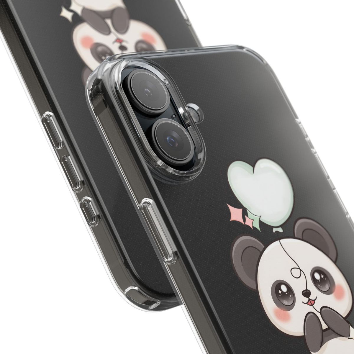 Kawaii Panda Clear Phone Case with Balloon