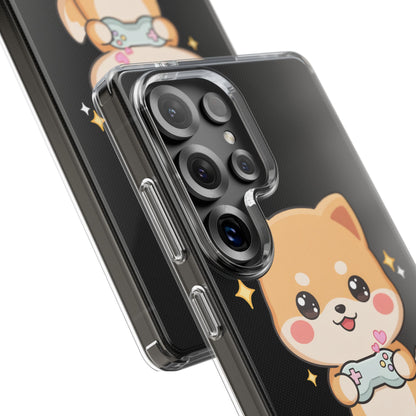 Kawaii Shiba Inu Gamer Phone Case, Clear Impact-Resistant