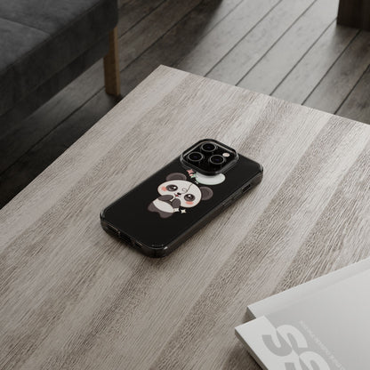 Kawaii Panda Clear Phone Case with Balloon