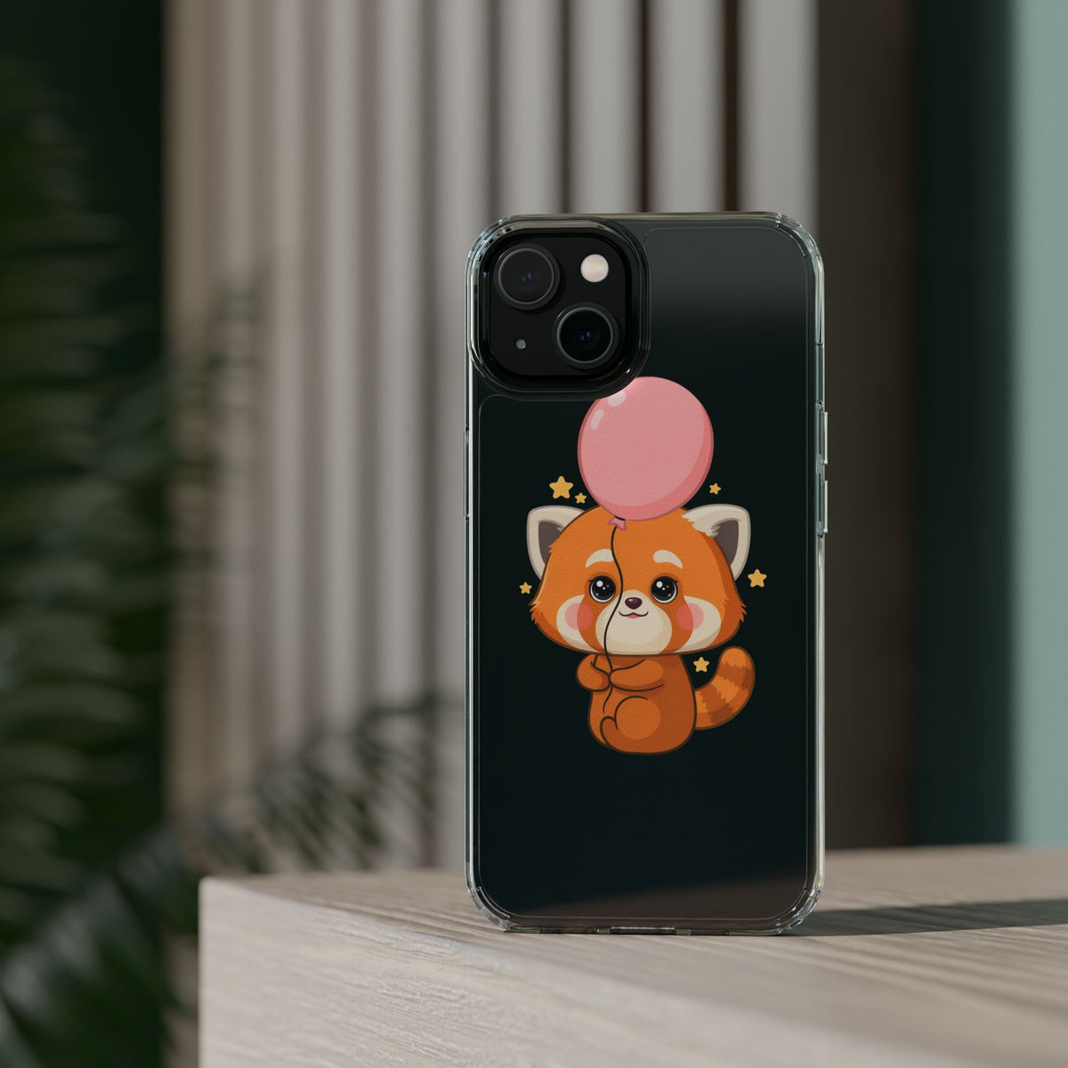 Kawaii Red Panda Clear Impact-Resistant Case with Balloon