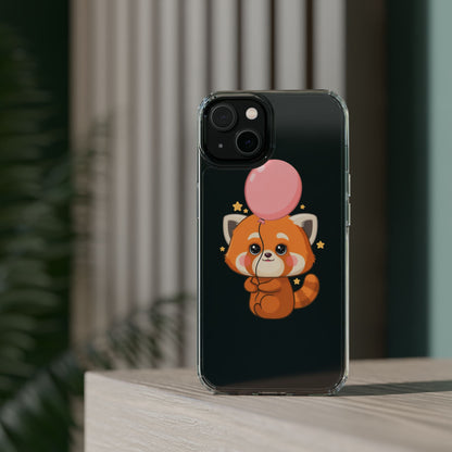Kawaii Red Panda Clear Impact-Resistant Case with Balloon