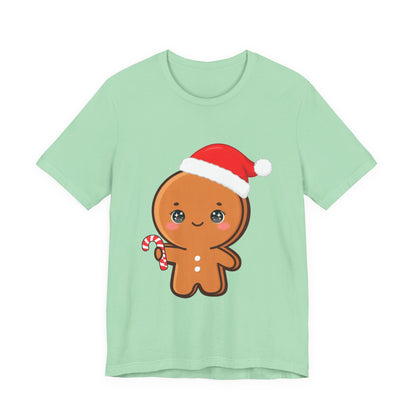 Gingerbread Man Christmas T-Shirt, Cute Kawaii Holiday Tee