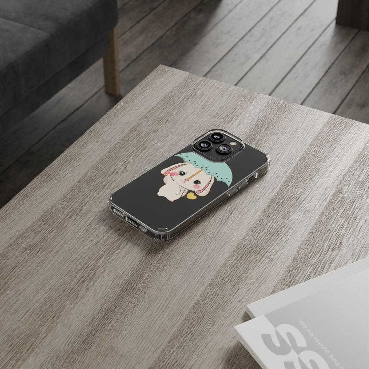 Kawaii Bunny Phone Case with Umbrella | Cute Clear Case
