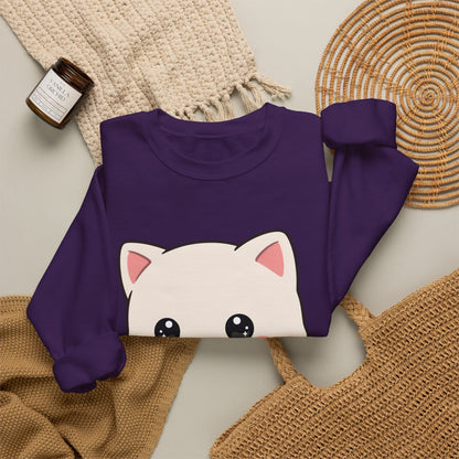 Kawaii Cat Strawberry Sweatshirt, Cute Chibi Crewneck